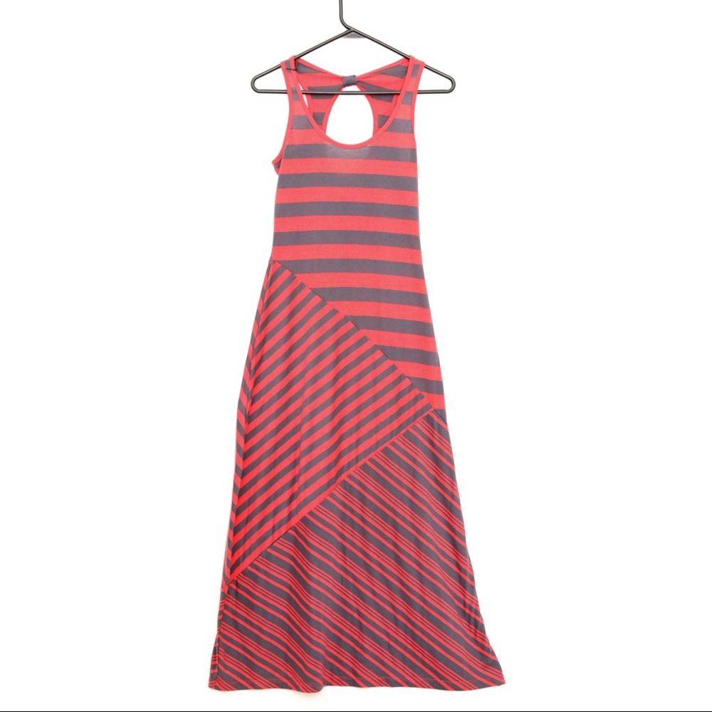 Derek heart grey and red long maxi dress